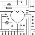 Vector drawing heart Valentine`s day greeting card, original Love circuitry Royalty Free Stock Photo